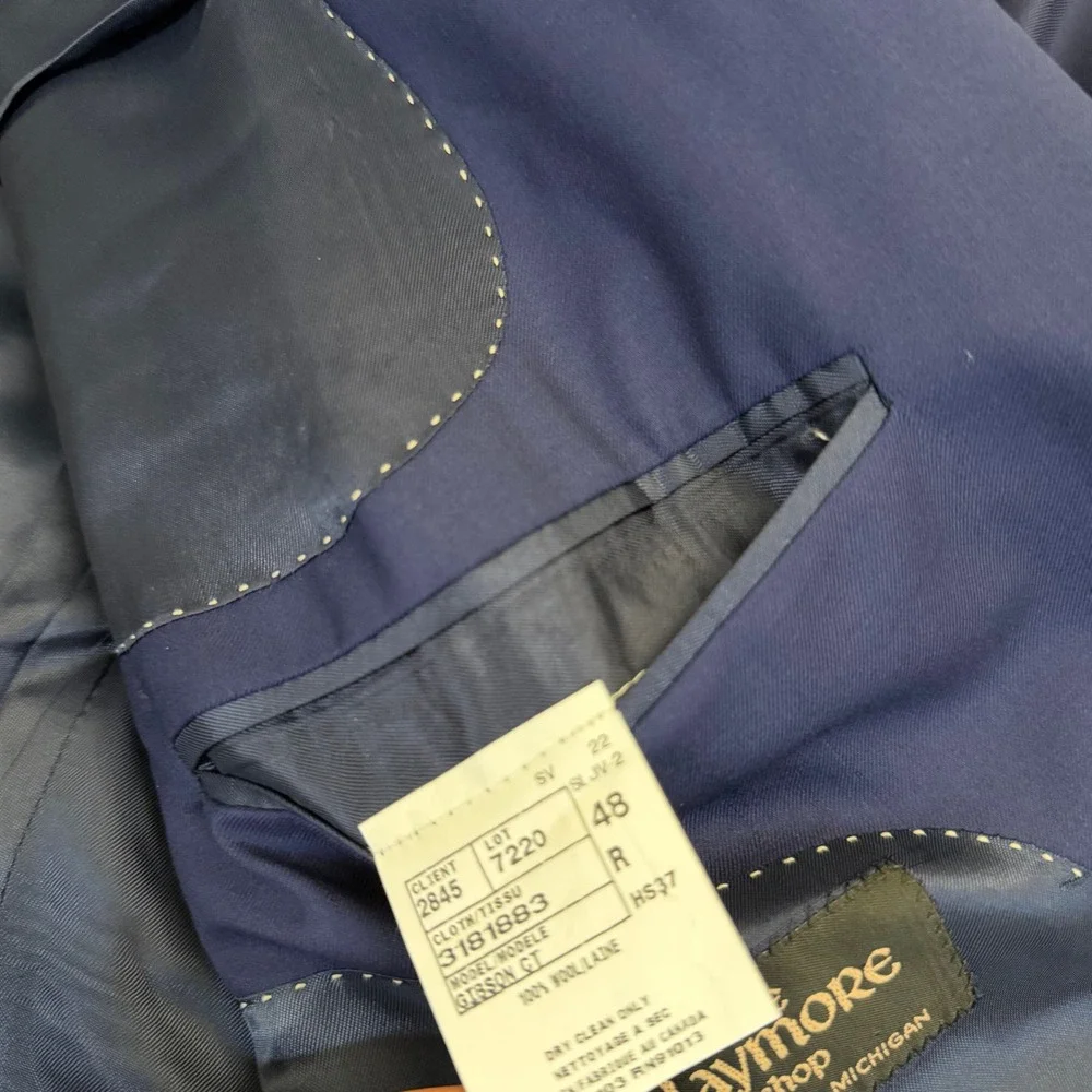 Jack Victor Luxury Collection Blazer Mens 48 Regular Blue Wool Italian Fabric